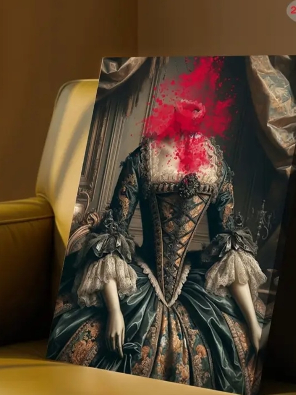 Victorian-Style Dark Teal & Gold Dead Marie Portrait Print